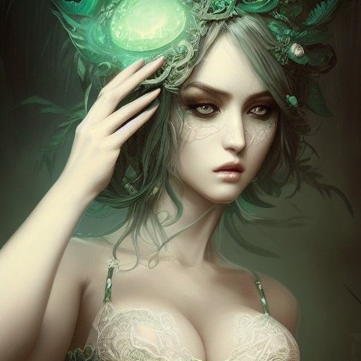 Elegant Goddess in Lingerie: Digital Art Illustration