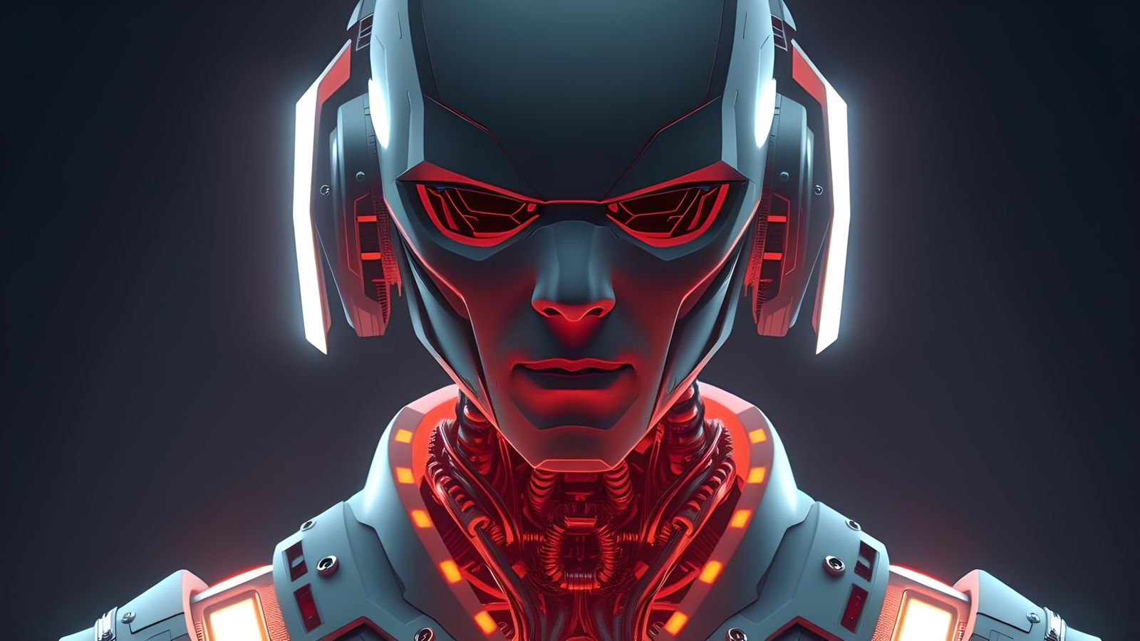 Faceless Man with Electronic Parts in Anime Style