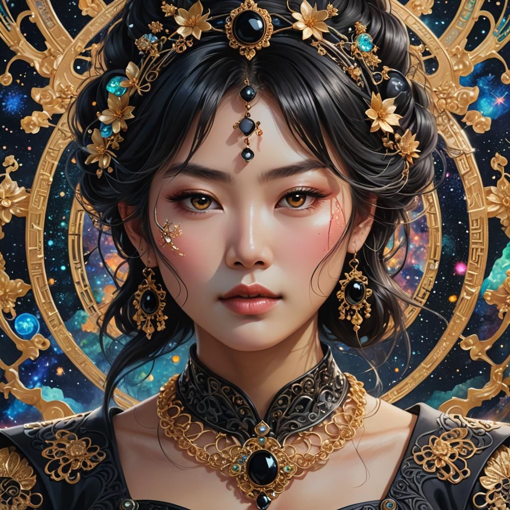 Stunning Japanese Woman with Black Onyx Necklace