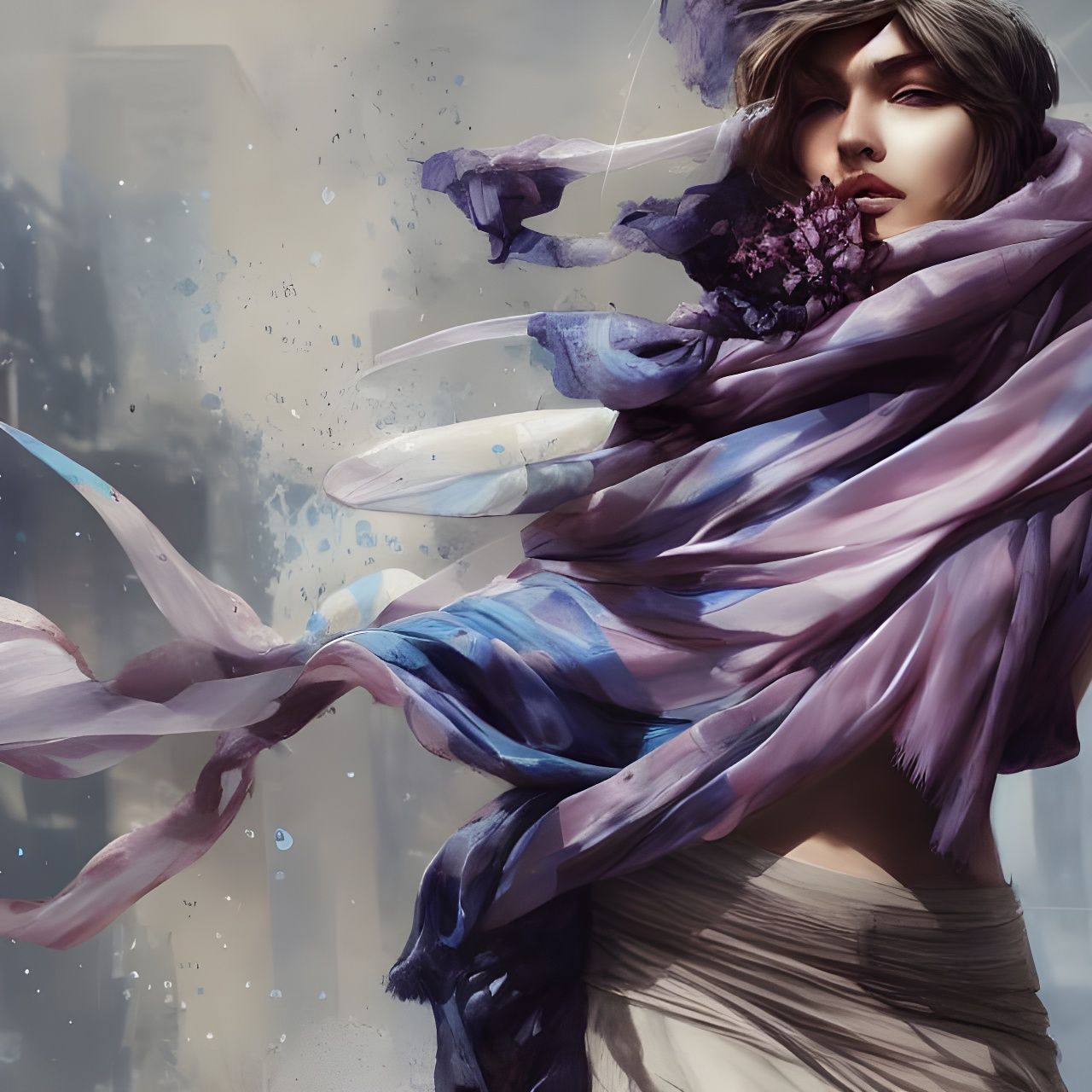 Silk Fabric Floating in Wind: Photorealistic Art