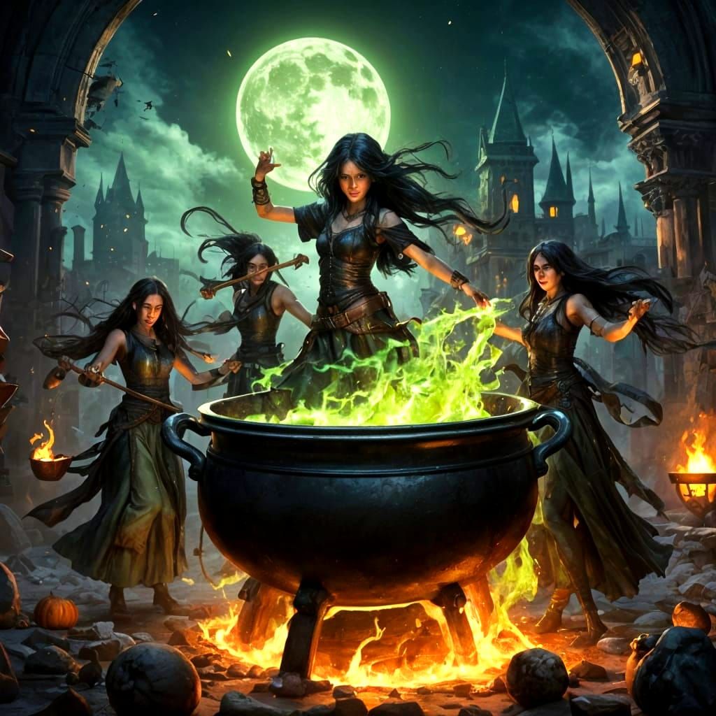 Witches' Ritual Under Harvest Moon