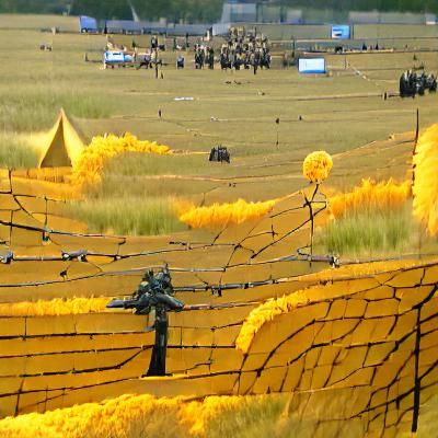 Golden Field Barricaded by Barbed Wire