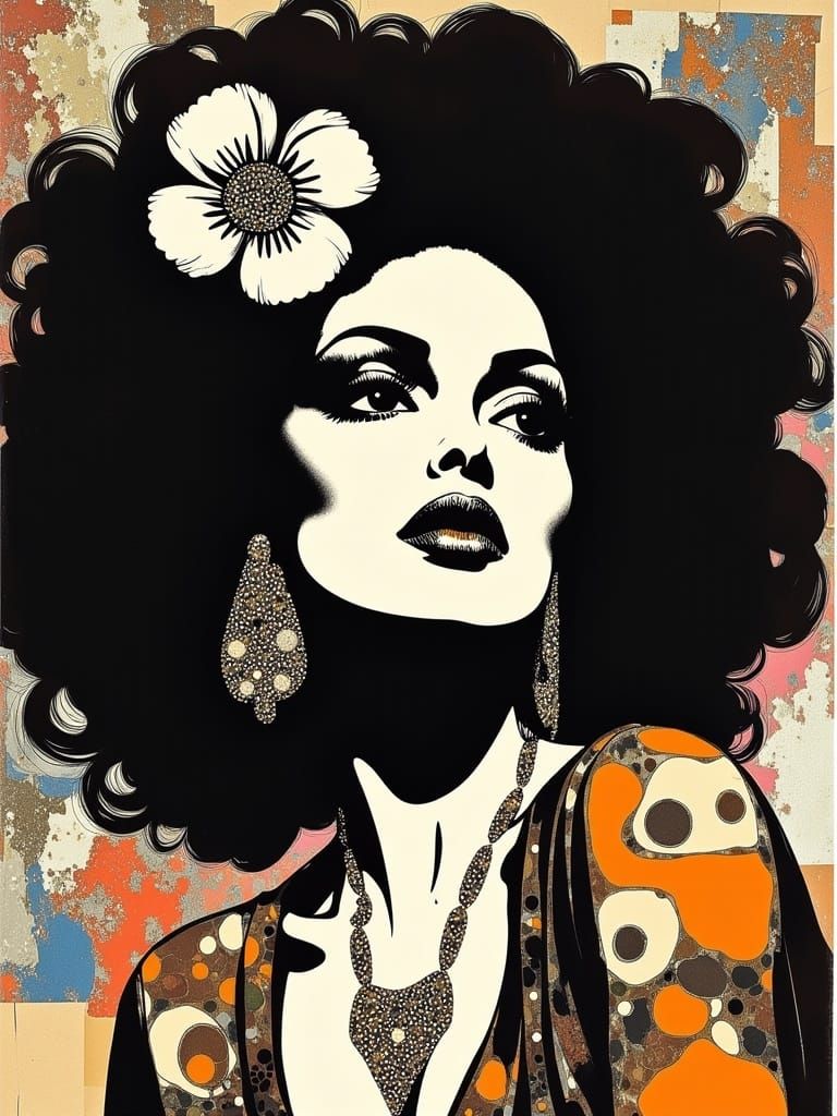 Diana Ross Portrait in Bohemian Pop Art Style