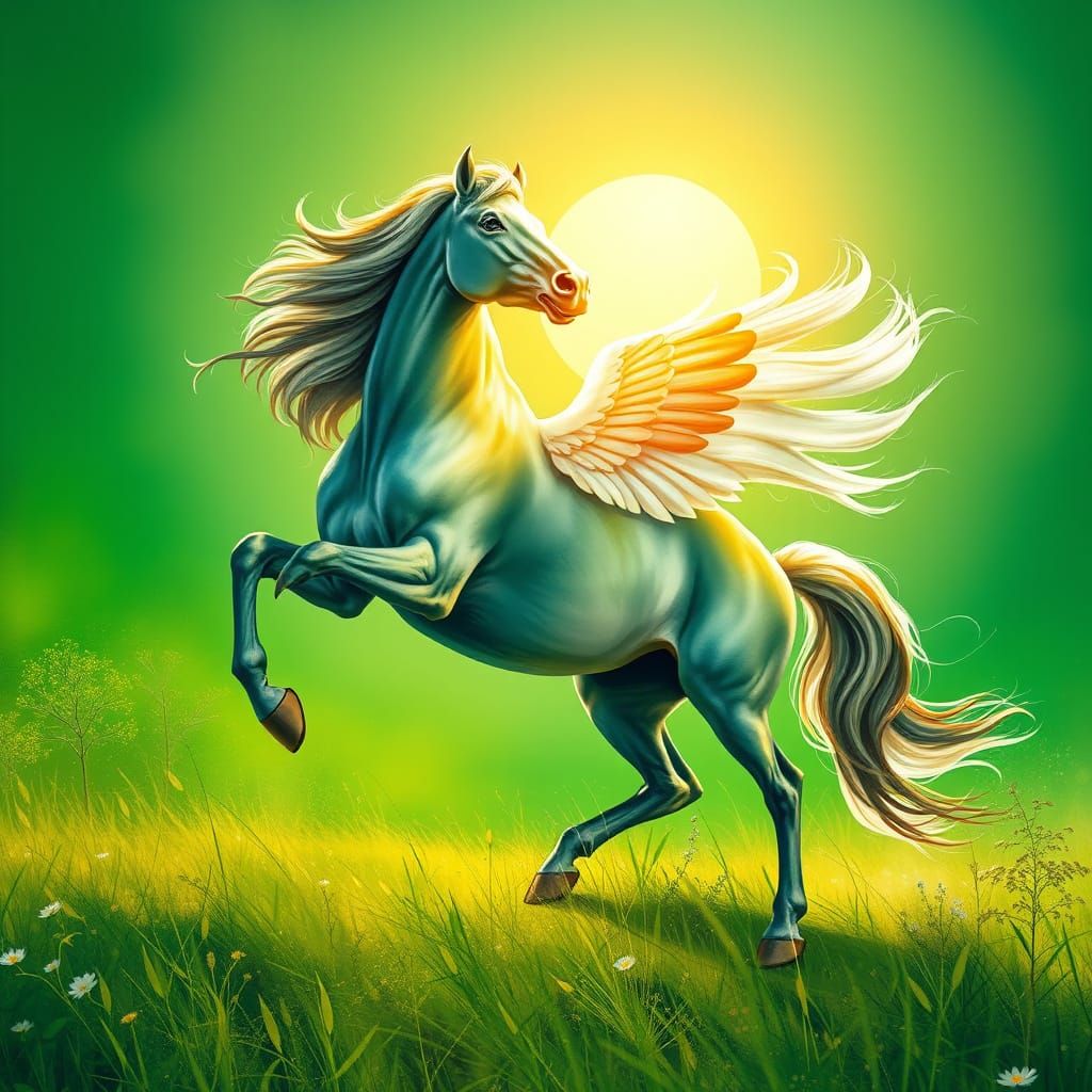 Majestic Horse in Sunlit Field, Impressionistic Style