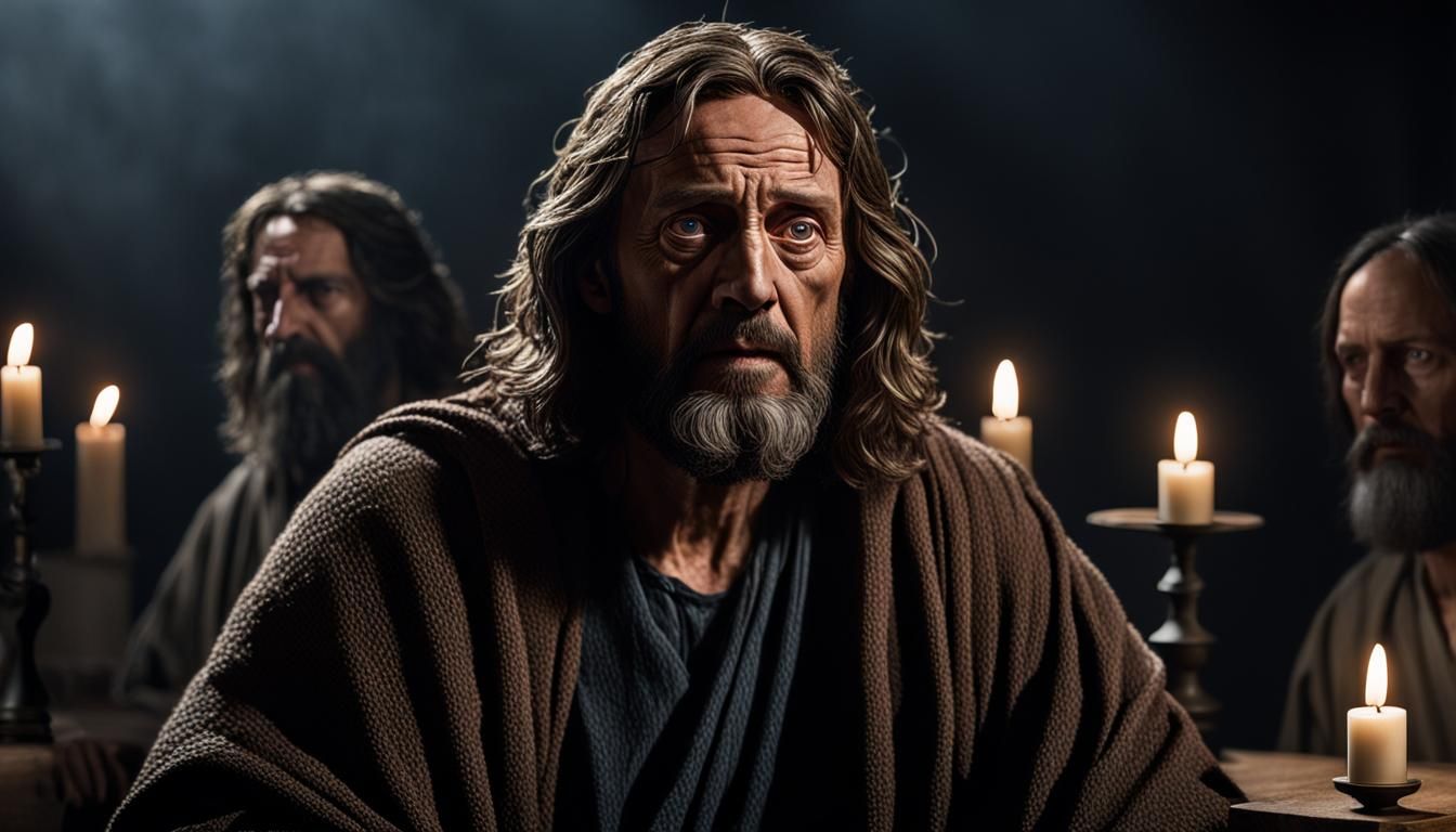 Judas Iscariot and Jesus Christ in Discussion