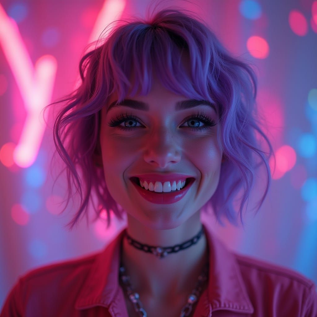 Upbeat Alt Punk Goddess in Vibrant Cosmic Landscape