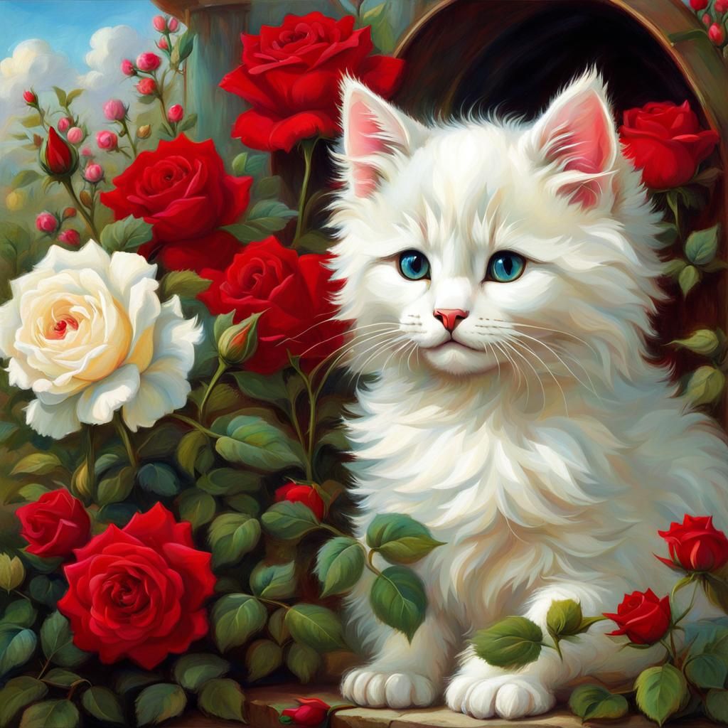 Beautiful Waterhouse-Inspired Anime Style Painting of a Whit...