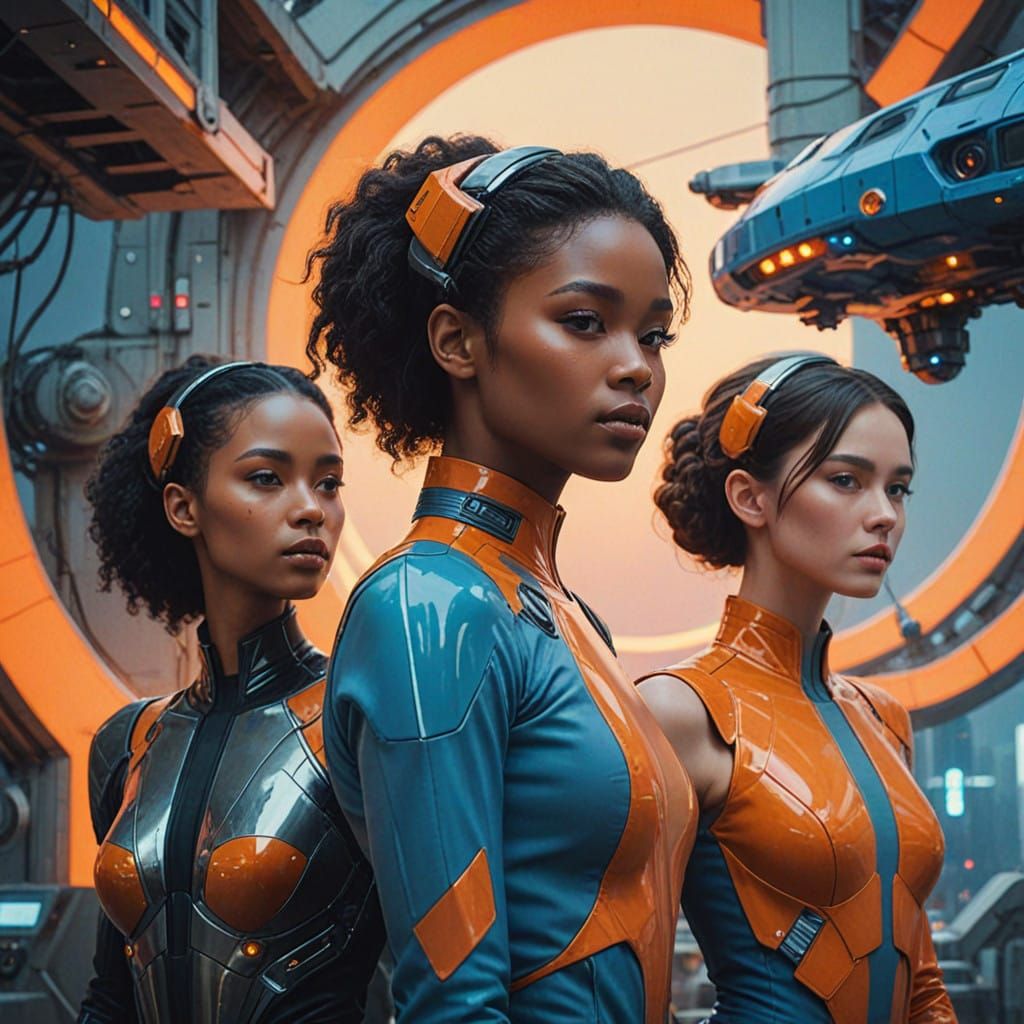 Diverse Women Unite in a Vibrant Sci-Fi Realm