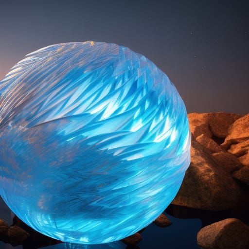 Icy Phoenix with Glowing Core