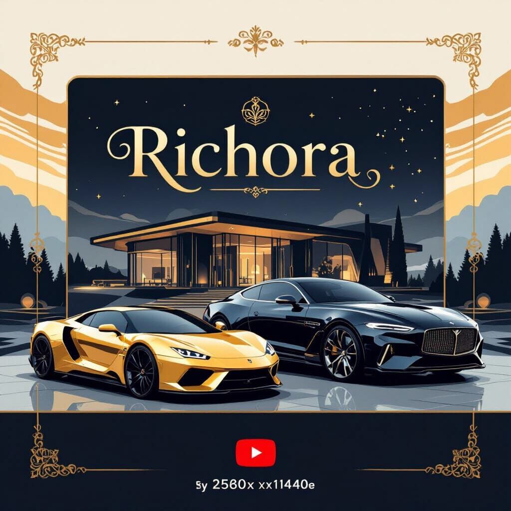 Luxurious Mansion and Car YouTube Banner in Vector Style