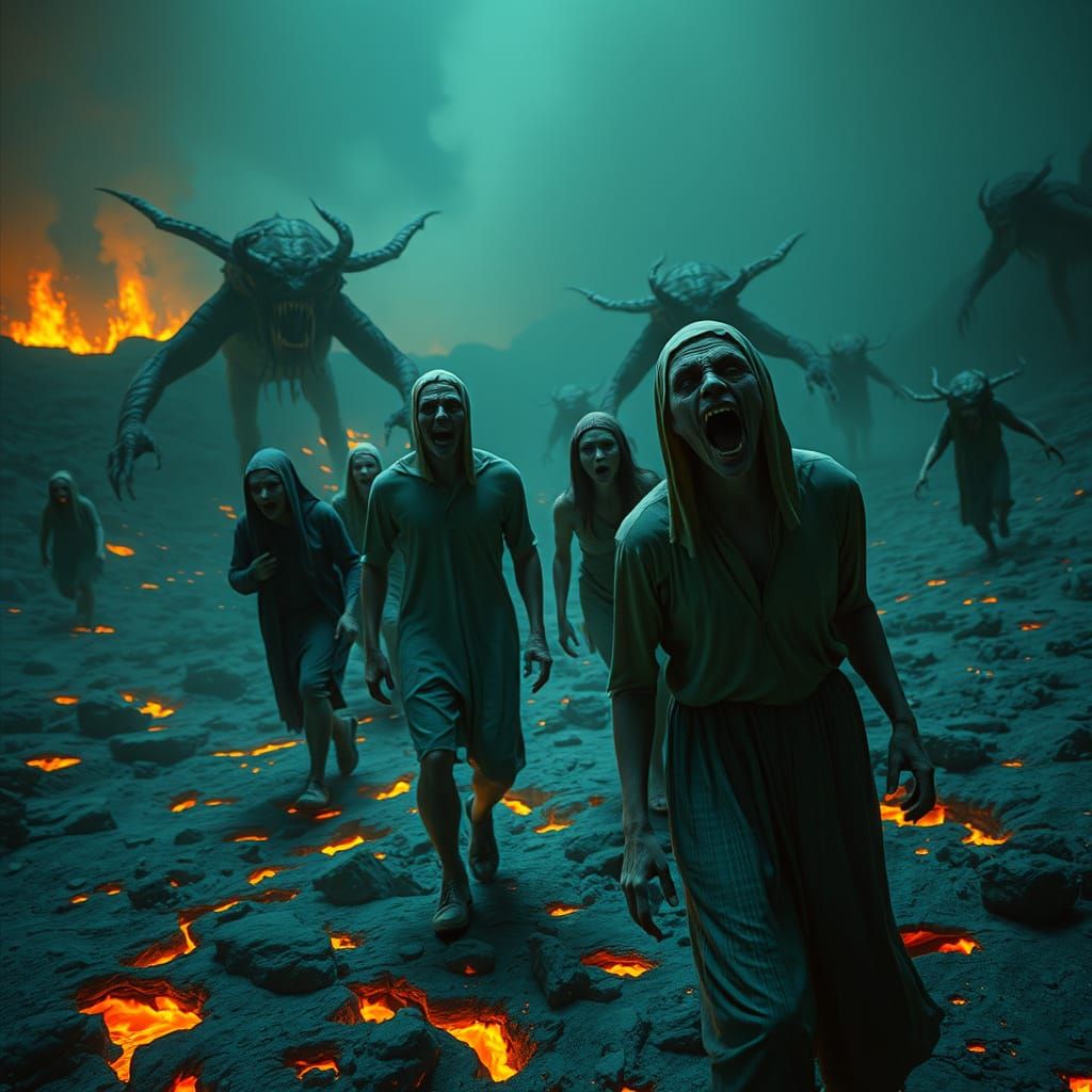 Apocalyptic Hordes in a Lava-Scarred Landscape