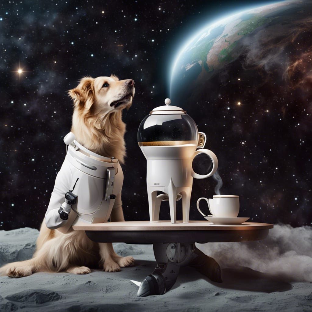 Interstellar Coffeeshop with Canine Companion