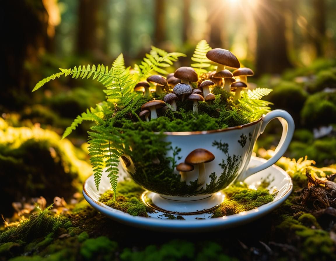 Teacup Terrarium with Moss and Tarantulas