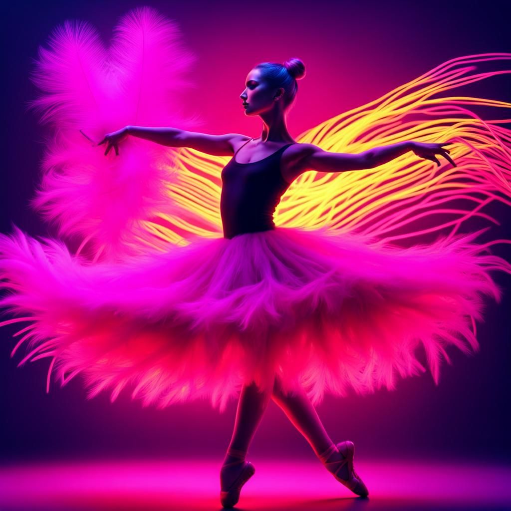 Ballerina's Synthwave Dance with Wool and Feathers