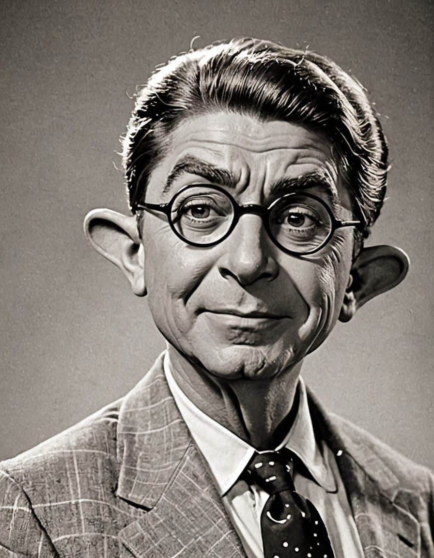 Comedic Cartoon of Balding Alfred Newman