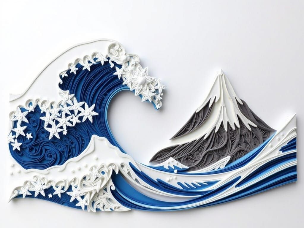 Majestic Quilled Wave Meets Simplified Fuji