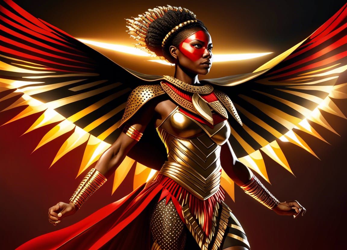 Papua New Guinean Superheroine in Flight