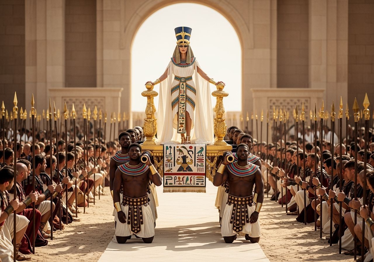 Egyptian Queen's Parade in Ancient Rome: Sharp Focus Photogr...
