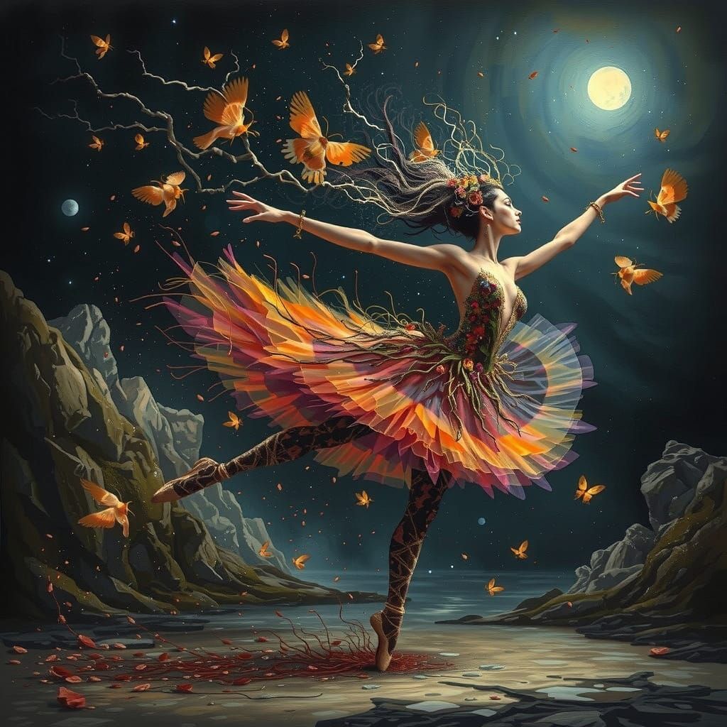 Surreal Psychedelic Ballet Dancer, Organic Modern Style