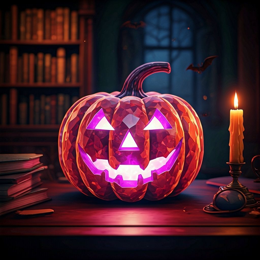 Enchanted Crystal Jack O Lantern with Bats