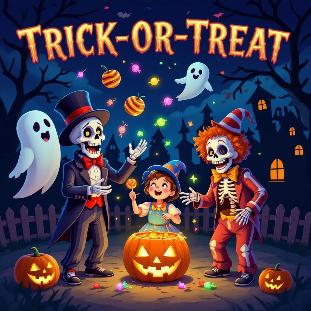 Haunted Circus: Ghosts Juggle Apples, Skeletons Hand Out Can...