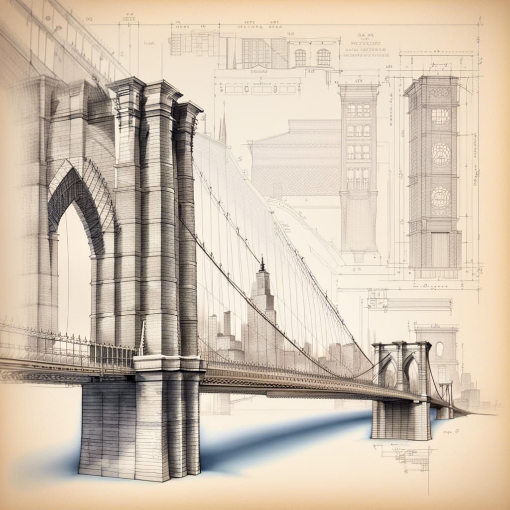 Brooklyn Bridge Architecture Blueprints