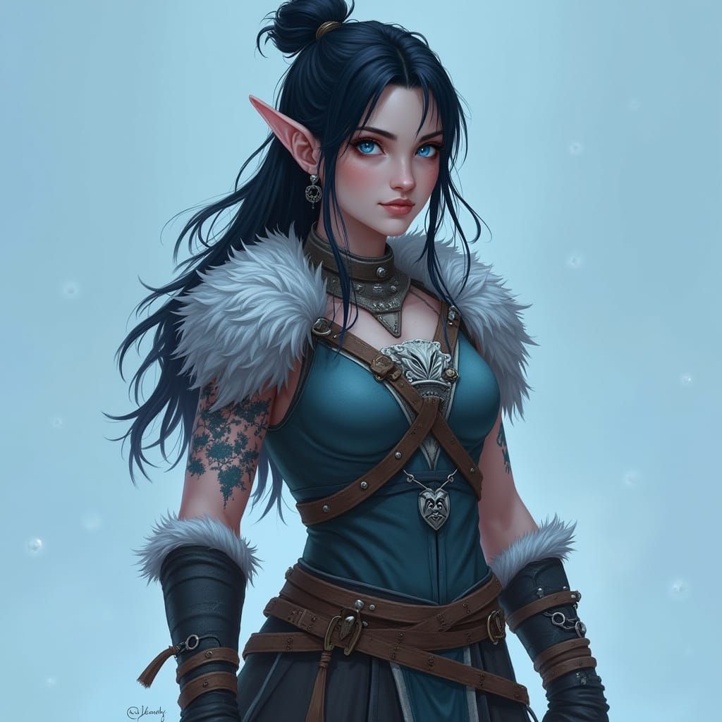 Nordic Elf Ranger Concept Art in Digital Style