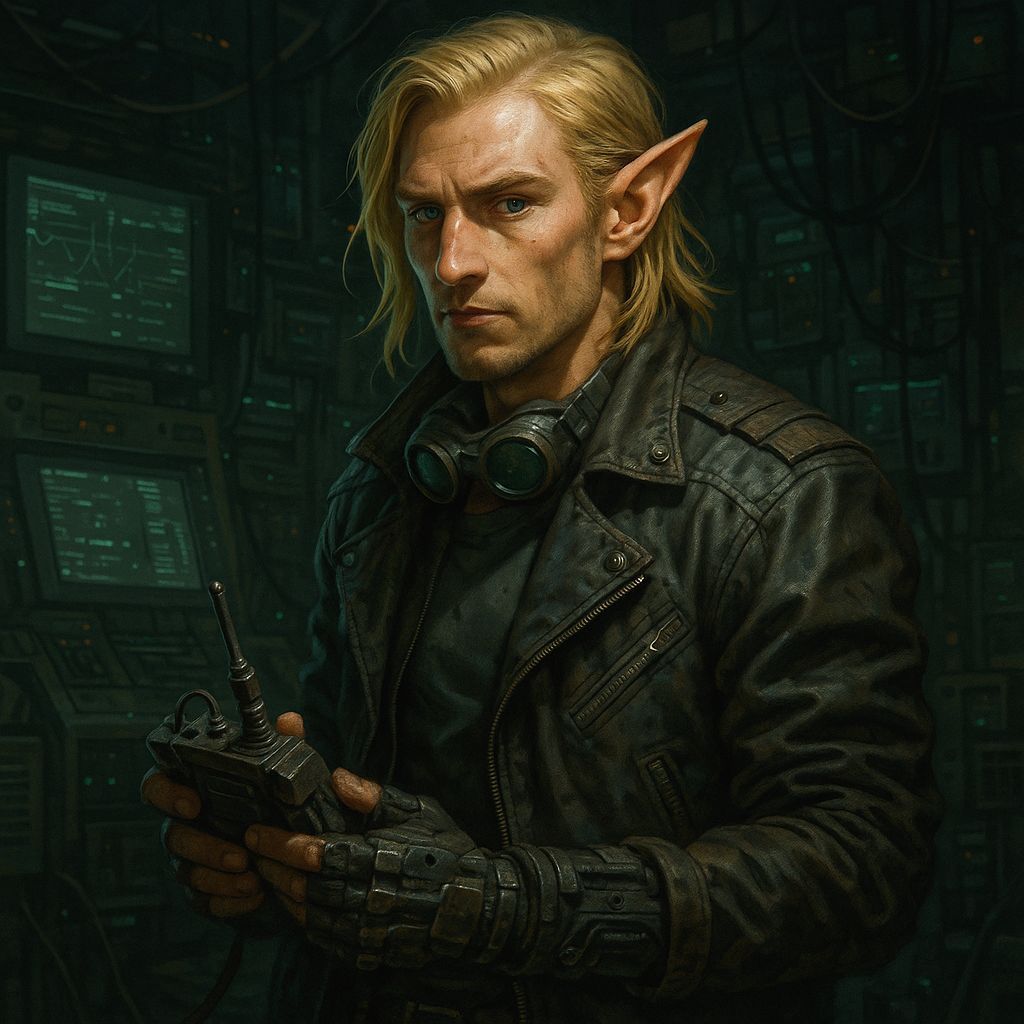 Shadowrun Male Elf Rigger with Blonde Hair