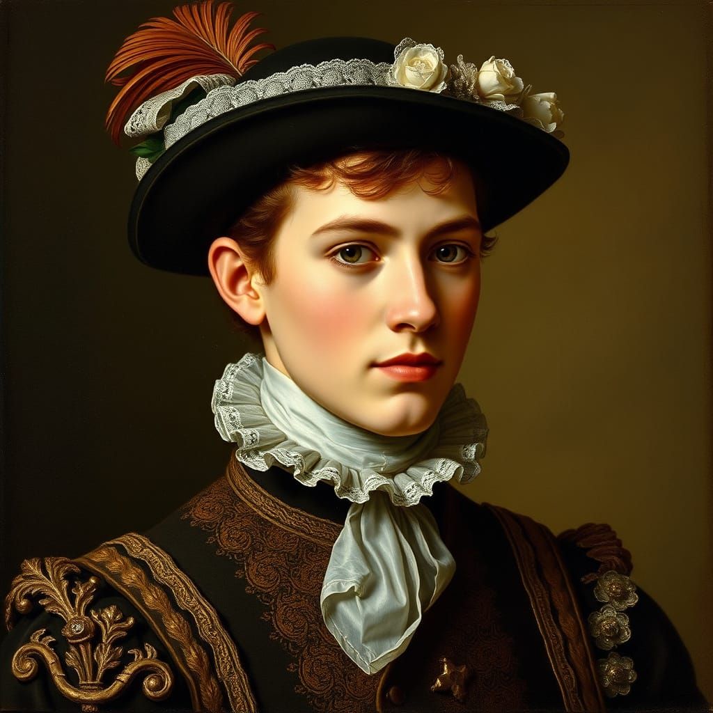 Young Man in 16th Century Dutch Clothing, Rembrandt Style