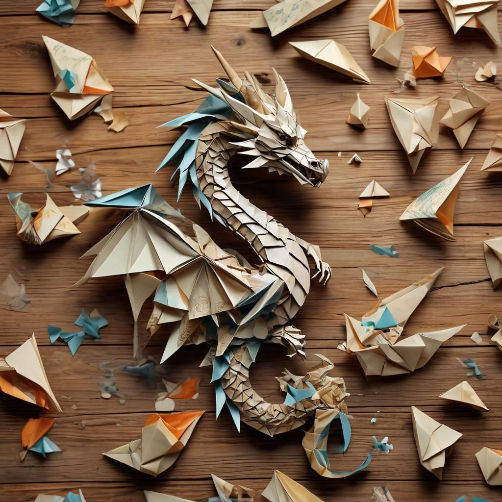 Origami Dragon Brought to Life: Digital Art