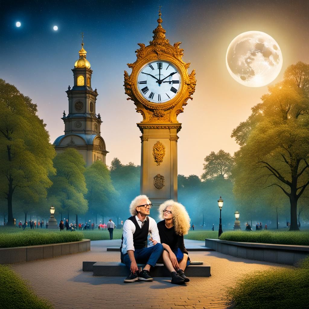 Golden Moonlit Evening in the City Park