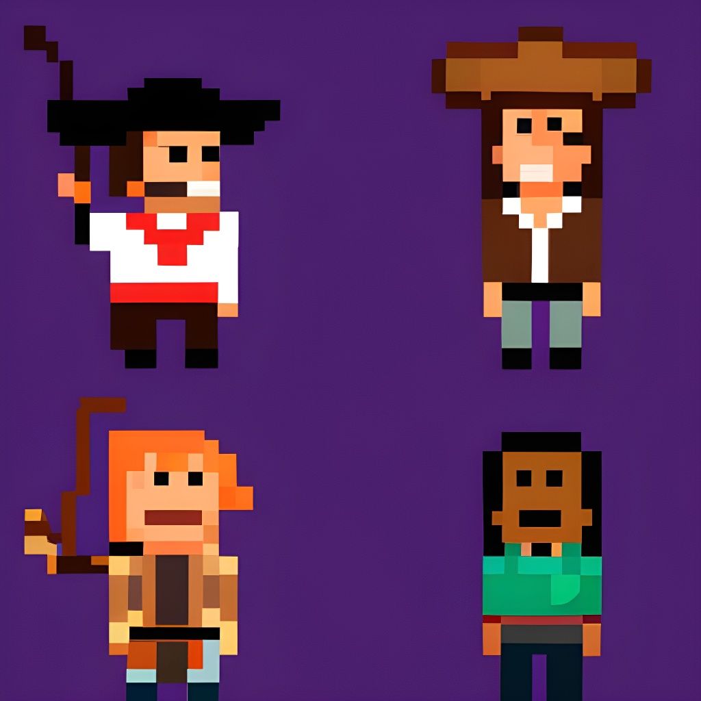 Pixel Art: Victorian, Cowboy, Samurai, Pirate