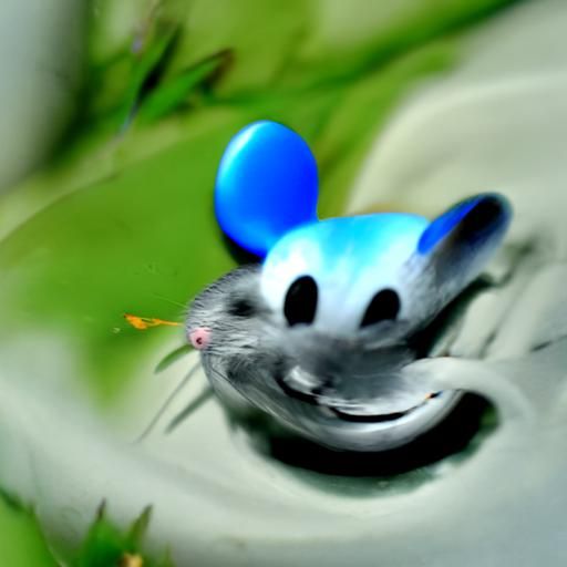 Hyperrealistic Blue Mouse Splash Art Portrait