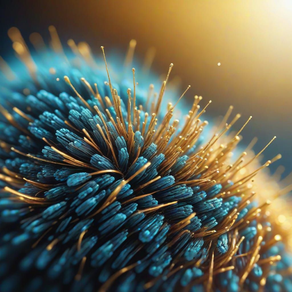 Single Hair Under Microscope: Hyper-Realistic Digital Art