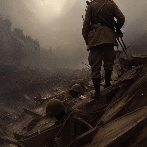 WW1 Soldier in Dark Fantasy Art Style