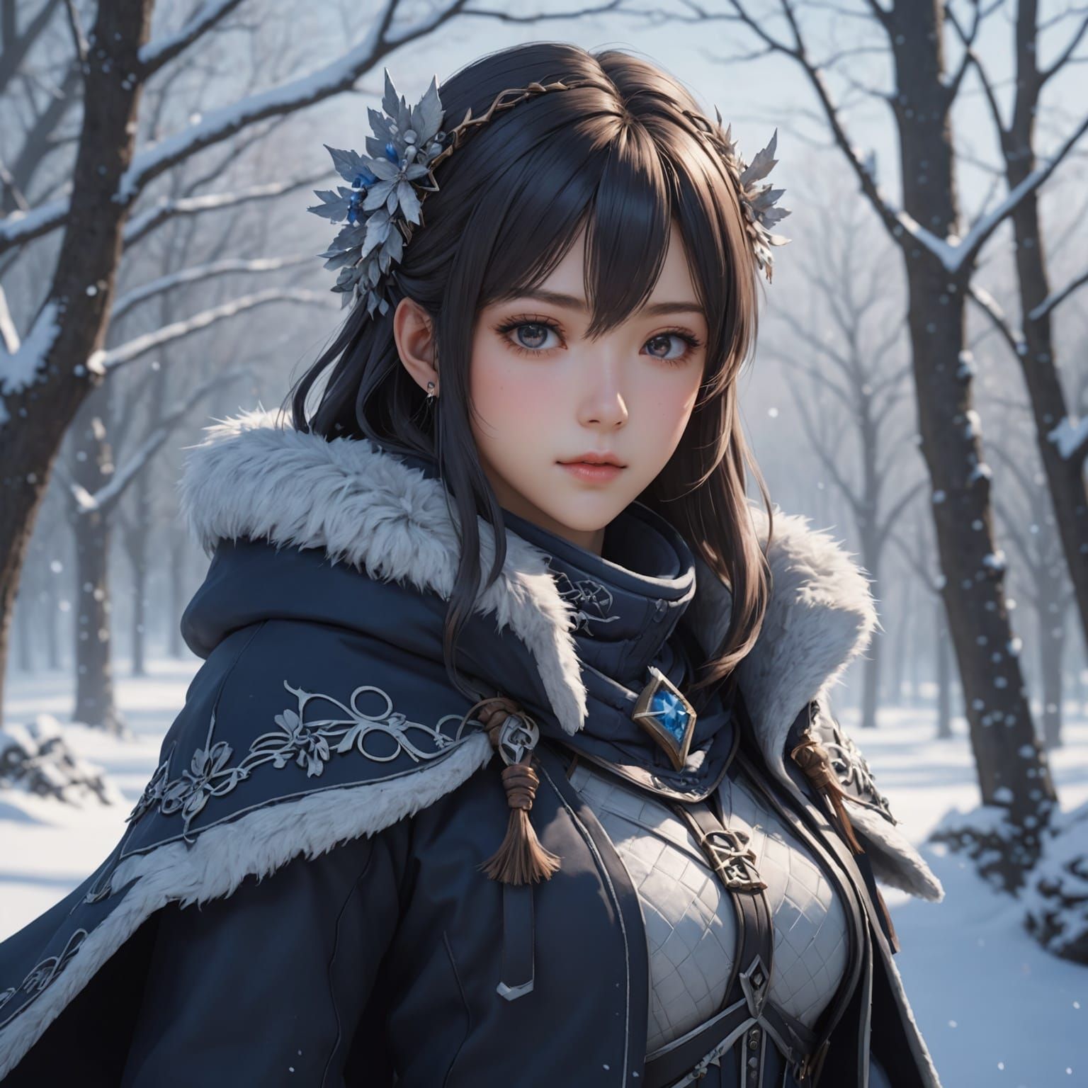 Winter Arc: Detailed 3D Anime Art