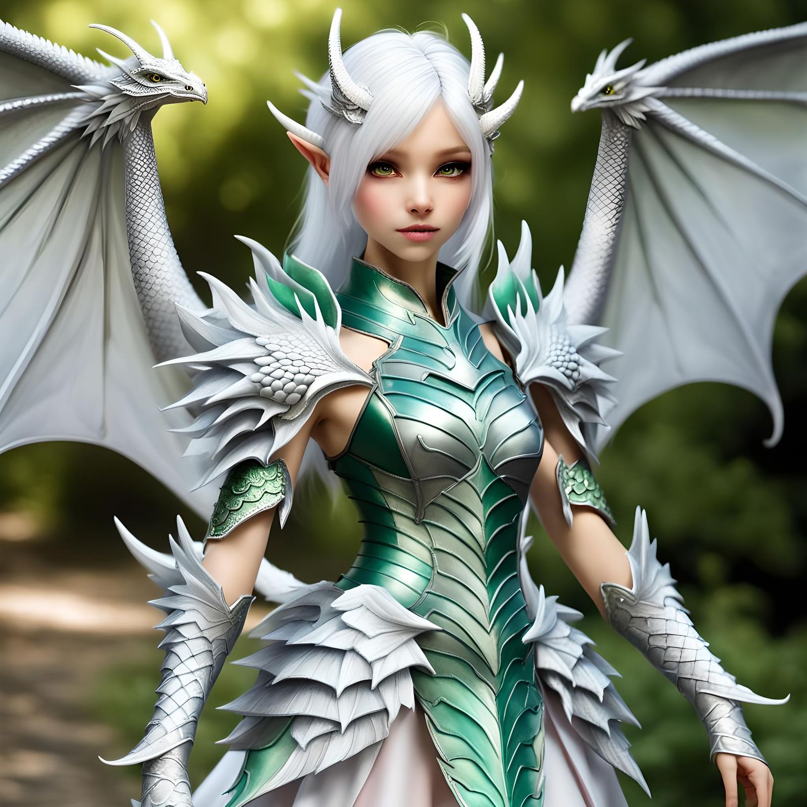 Fairy in green dragon-like armor