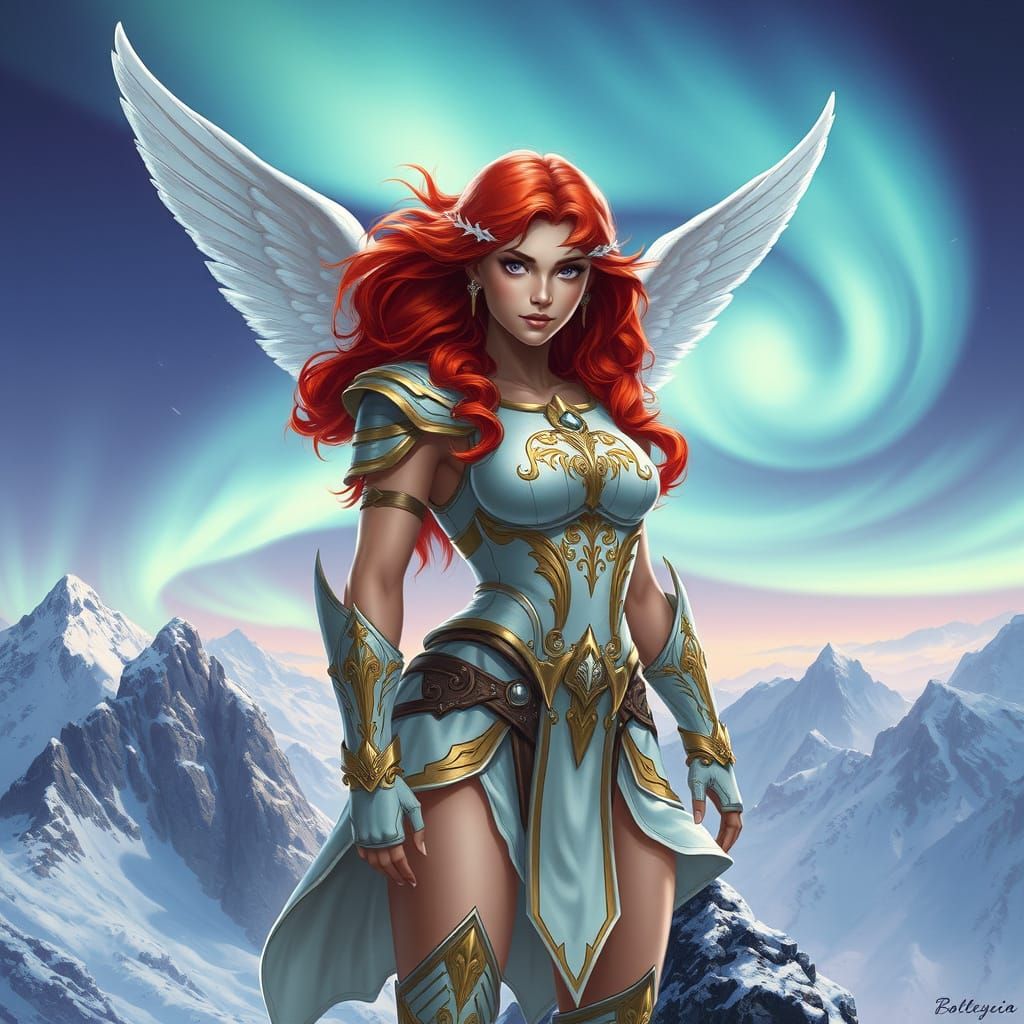 Ethereal Valkyrie Goddess in White Armor