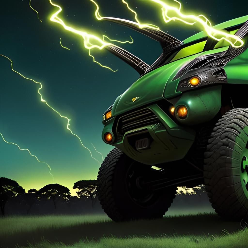 Surreal Green Machine Transforms Rhinos