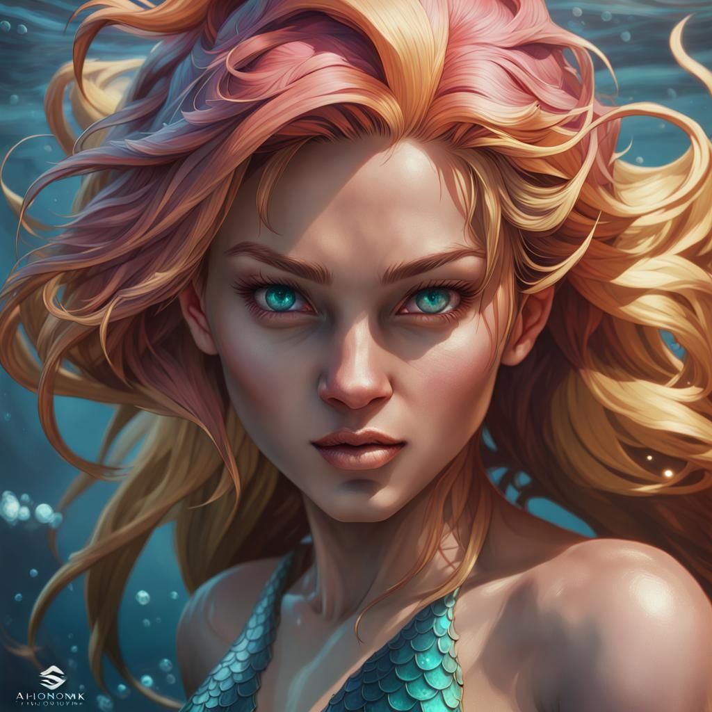 Hyperdetailed Super Saiyan Mermaid Portrait