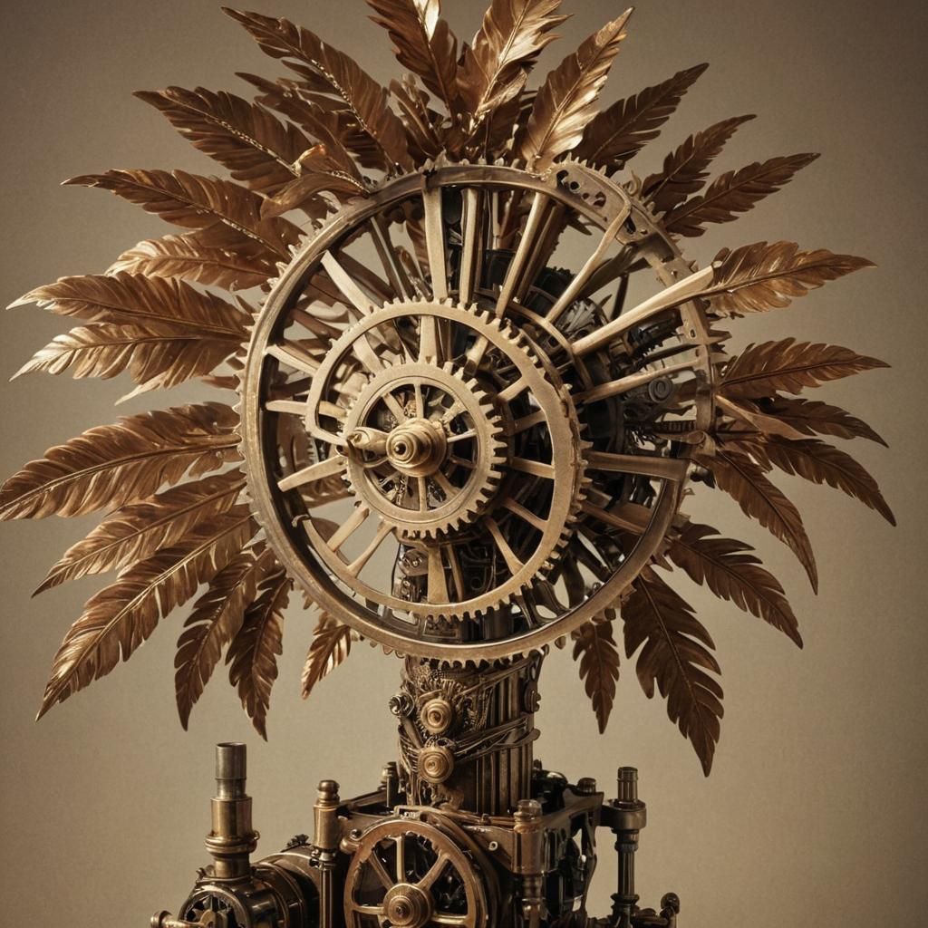Steampunk Clockwork Palm Tree with Brass and Copper