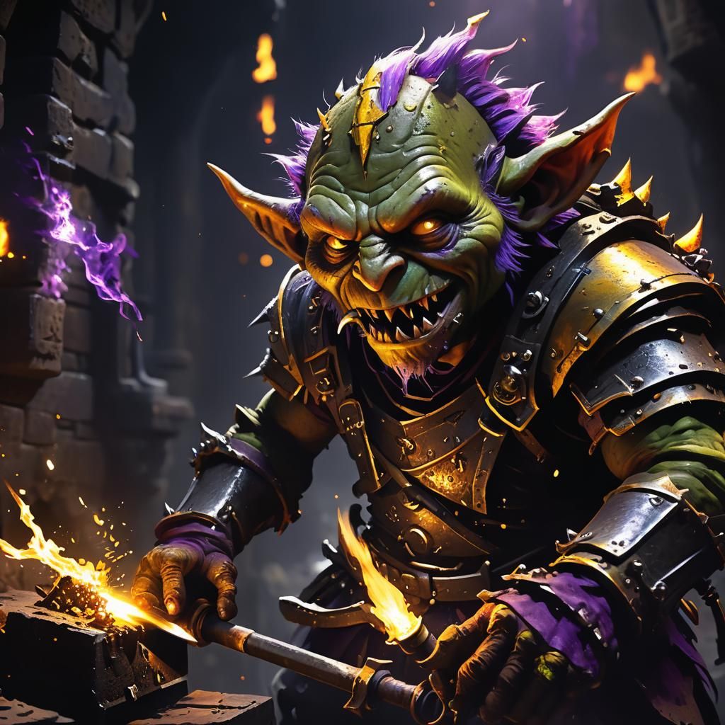 Goblin Welder in Dark Fantasy Dungeon