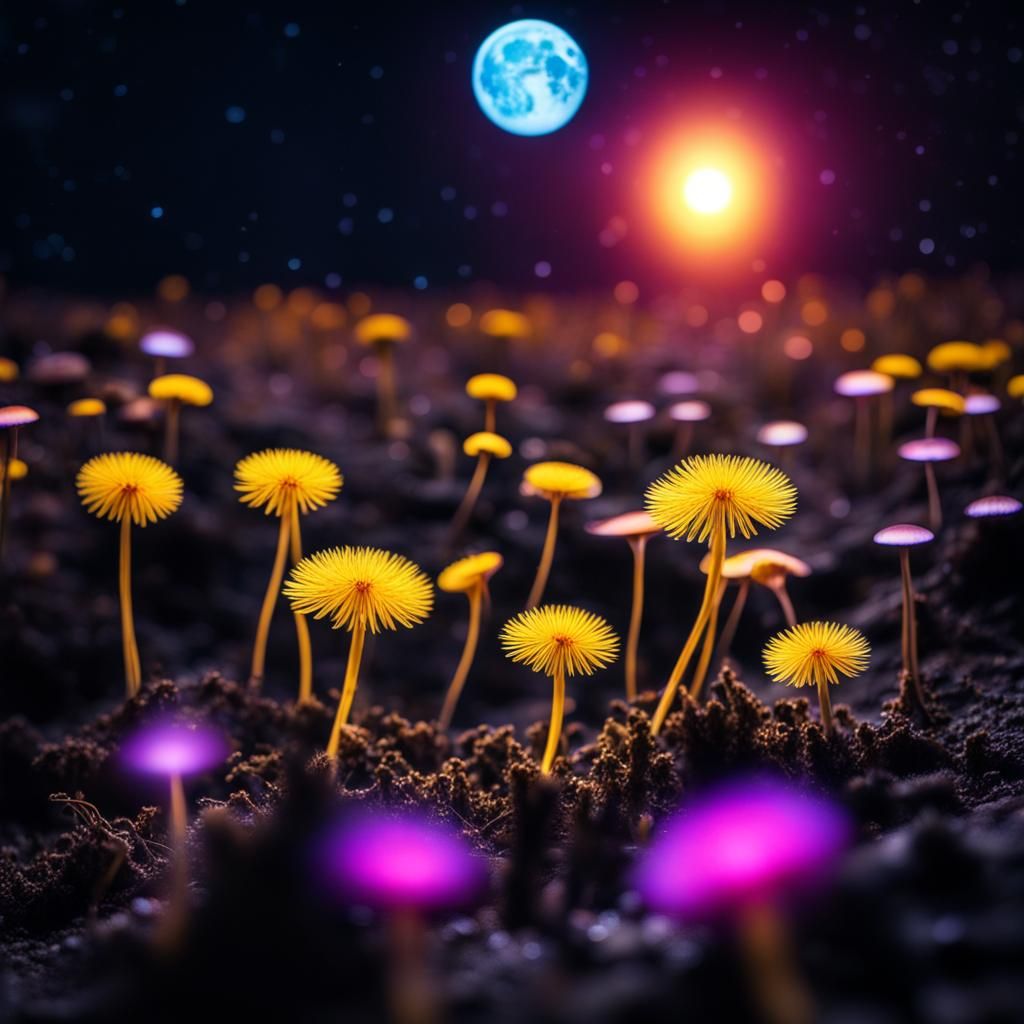 Alien Moonscape with Glowing Flora Photography