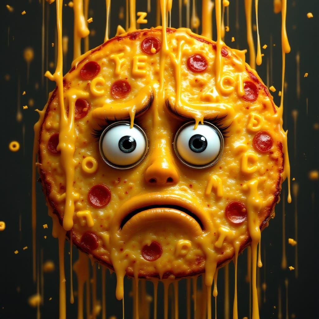 Existentially Confused Pineapple Pizza Face in Alphabet Soup...