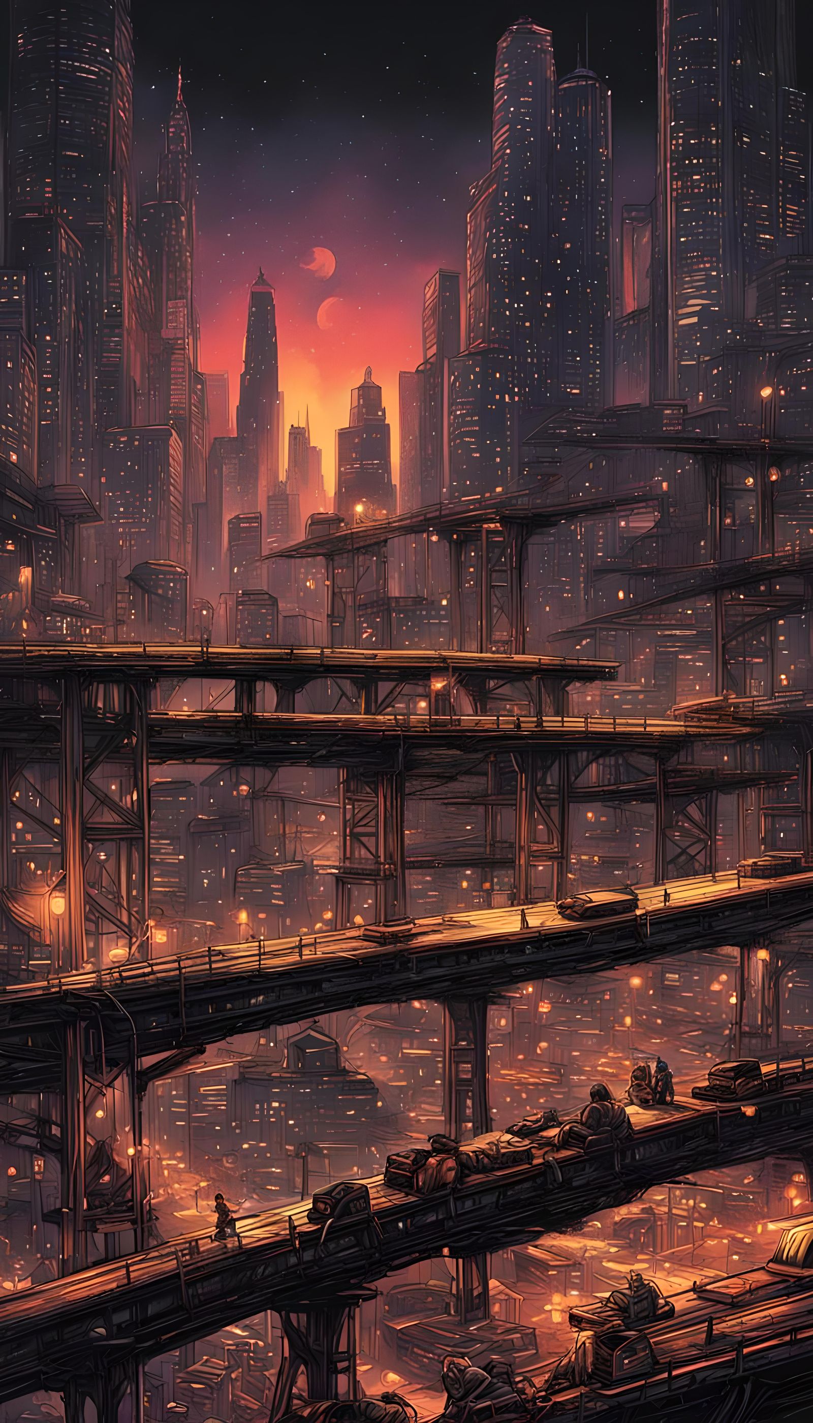Endless Bridge in Cyberpunk Comic Book Style