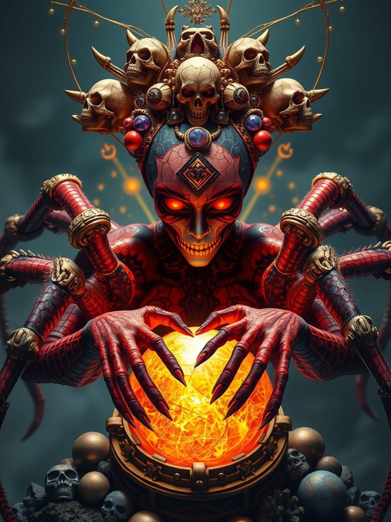 Divine Spider Queen with Cracked Porcelain Skin
