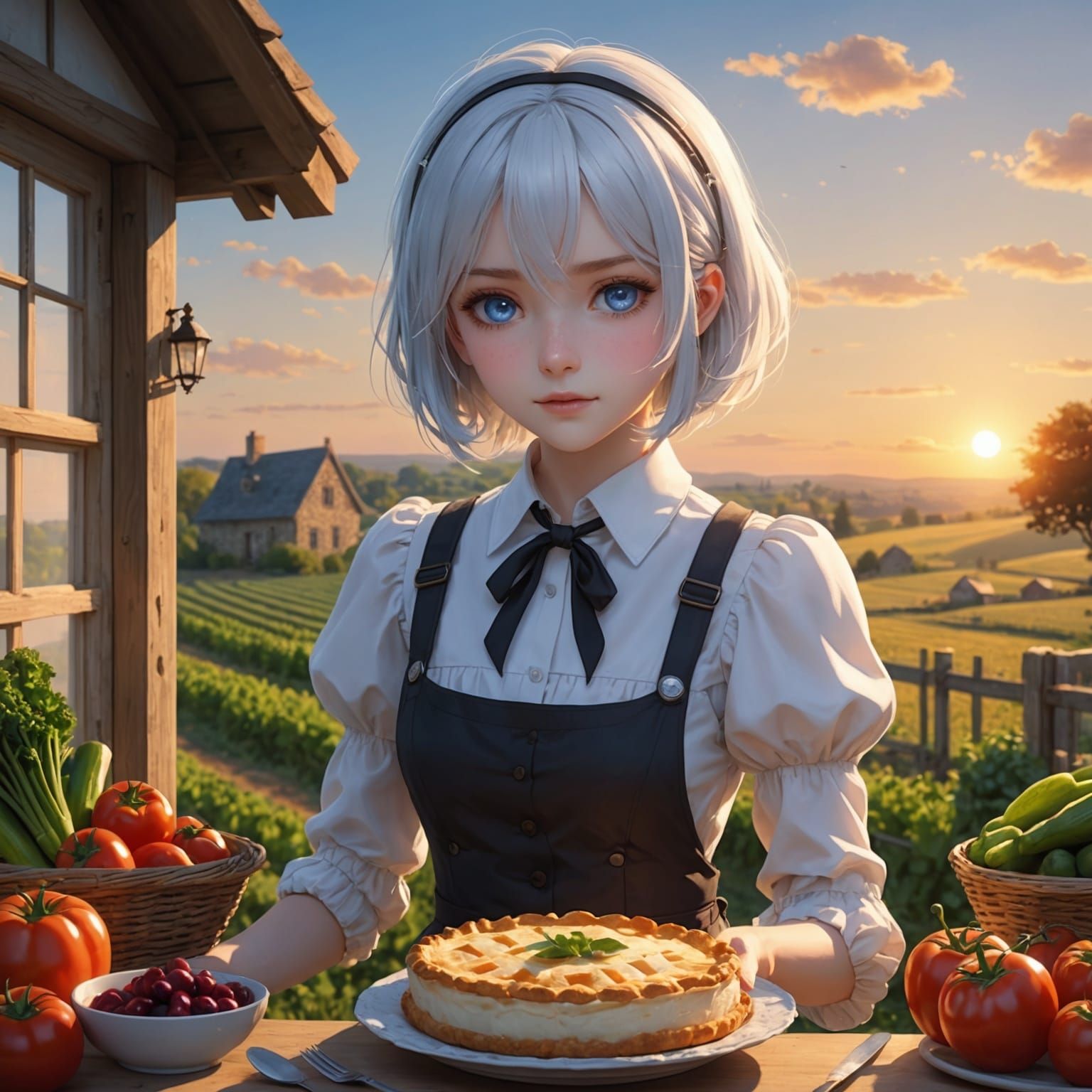 3D Render of a Glowing Woman Baking Pies