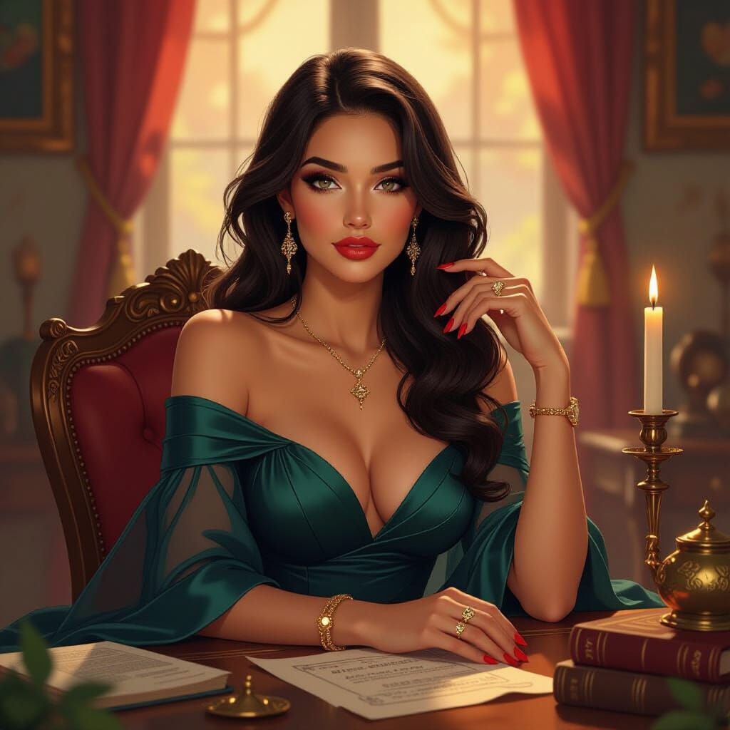 Gorgeous Woman in Nostalgic, Mystical Atmosphere