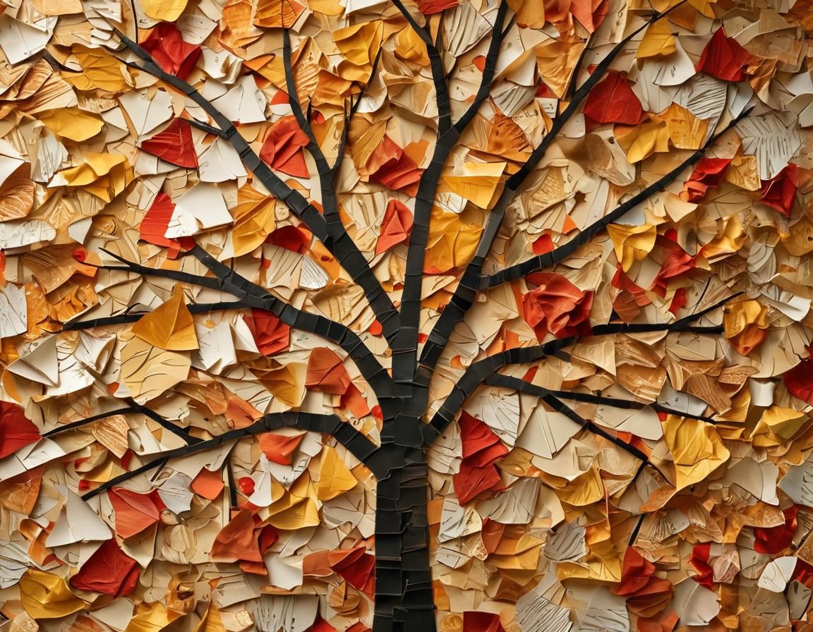 Maple Tree Mosaic in Abstract Expressionist Style