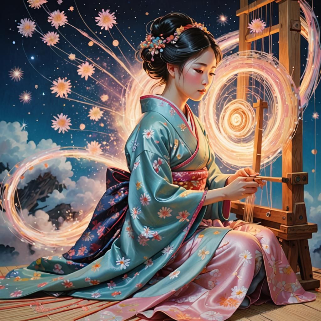 Concept art. Medium shot. A woman, Nativ in traditional dres...